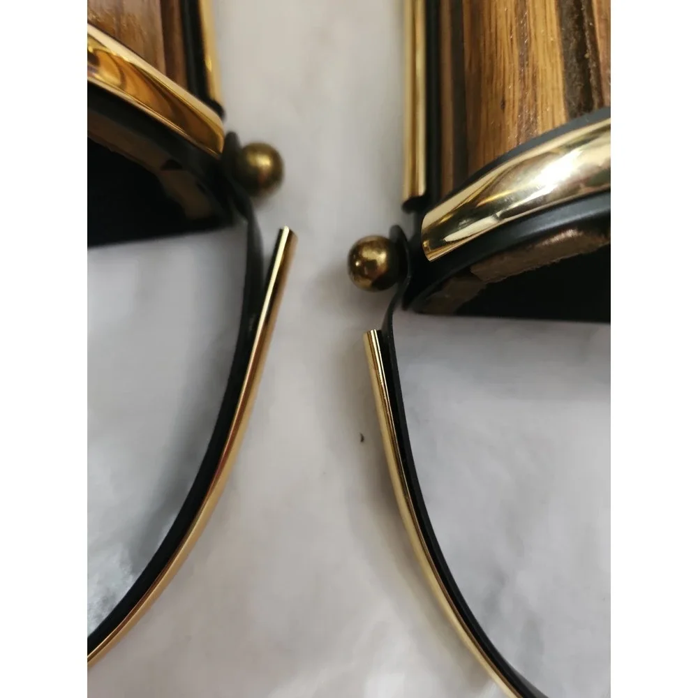 Vintage Wood And Brass Colored Wall Hanging Basket